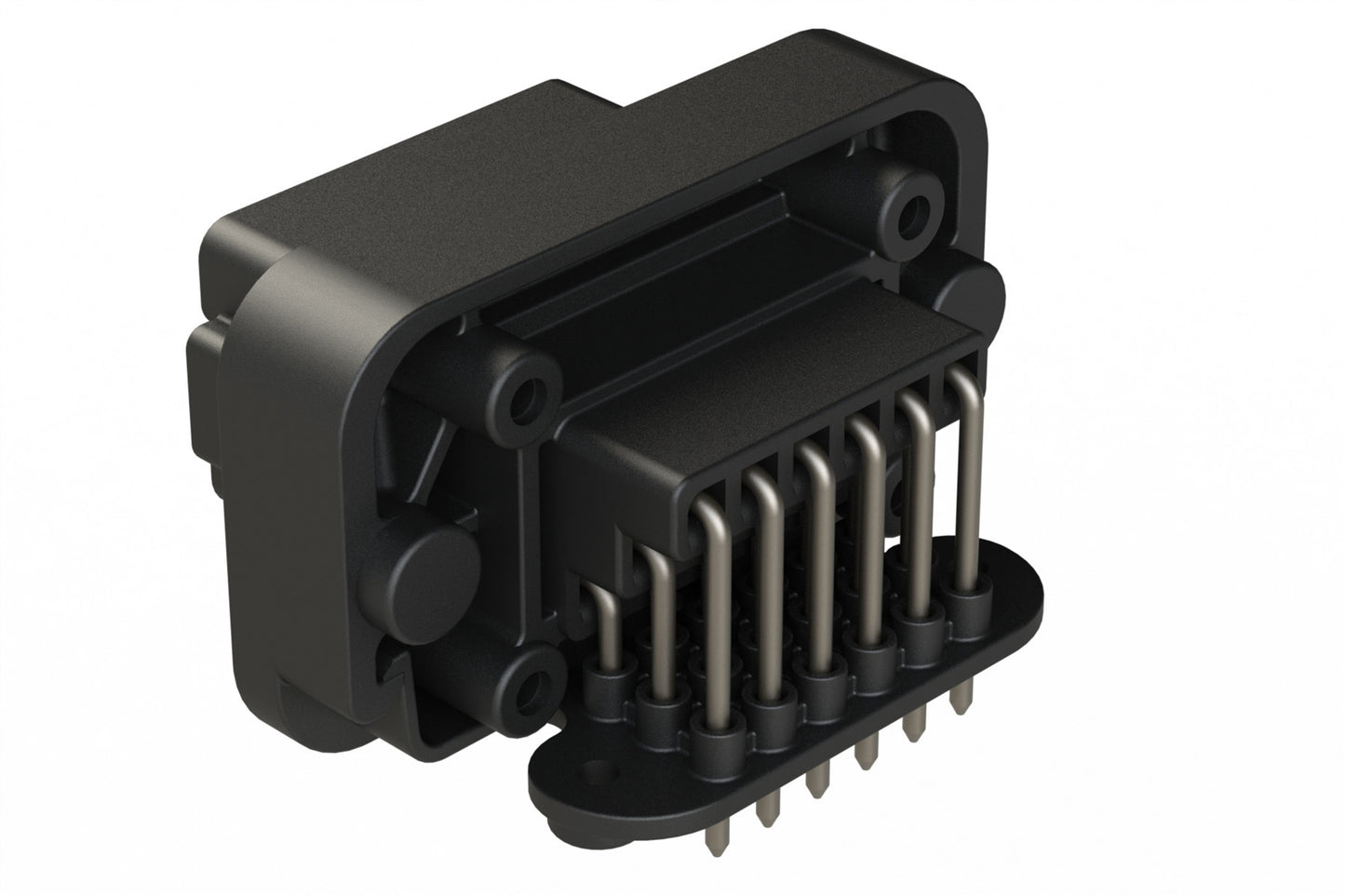 AT13-18PD-BM03BK 18 Position, Right Angle Flange Mount PCB Receptacle, Tin Plated Contacts Included, Keyed D, Black