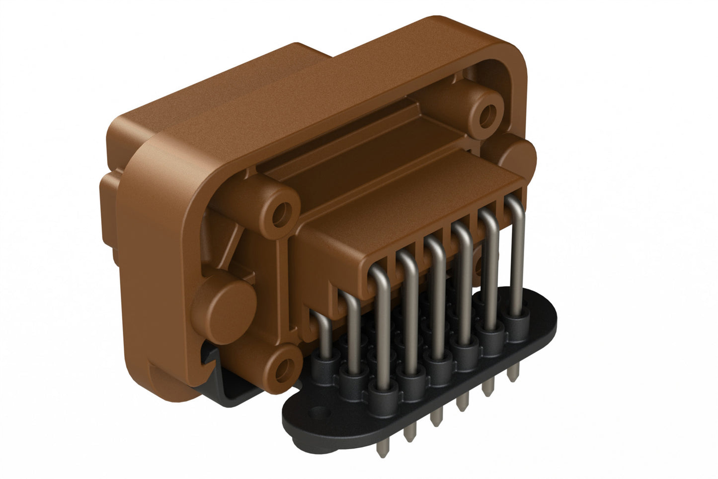 AT13-18PD-BM03BN 18 Position, Right Angle Flange Mount PCB Receptacle, Tin Plated Contacts Included, Keyed D, Brown