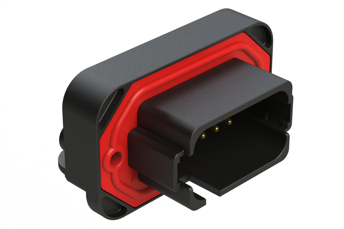 AT13-18PE-BM01BK 18 Position, Right Angle Flange Mount PCB Receptacle, Gold Plated Contacts Included, Keyed E, Black