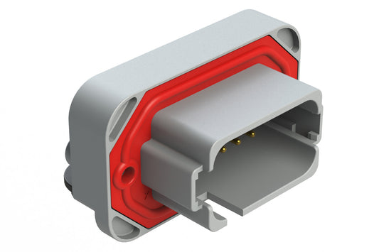 AT13-18PE-BM01GY 18 Position, Right Angle Flange Mount PCB Receptacle, Gold Plated Contacts Included, Keyed E, Grey
