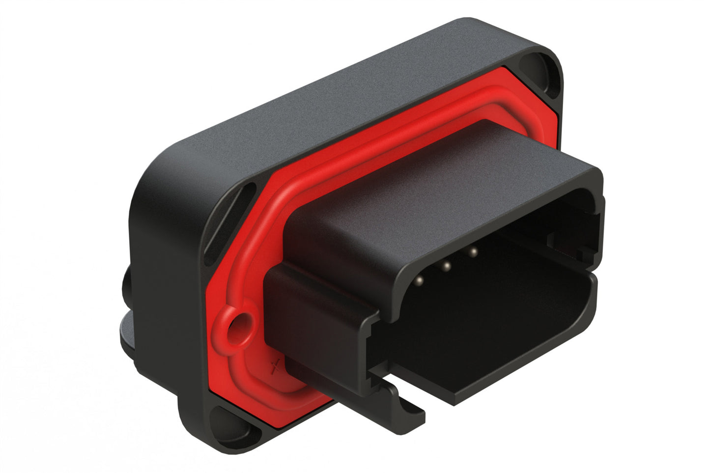 AT13-18PE-BM03BK 18 Position, Right Angle Flange Mount PCB Receptacle, Tin Plated Contacts Included, Keyed E, Black