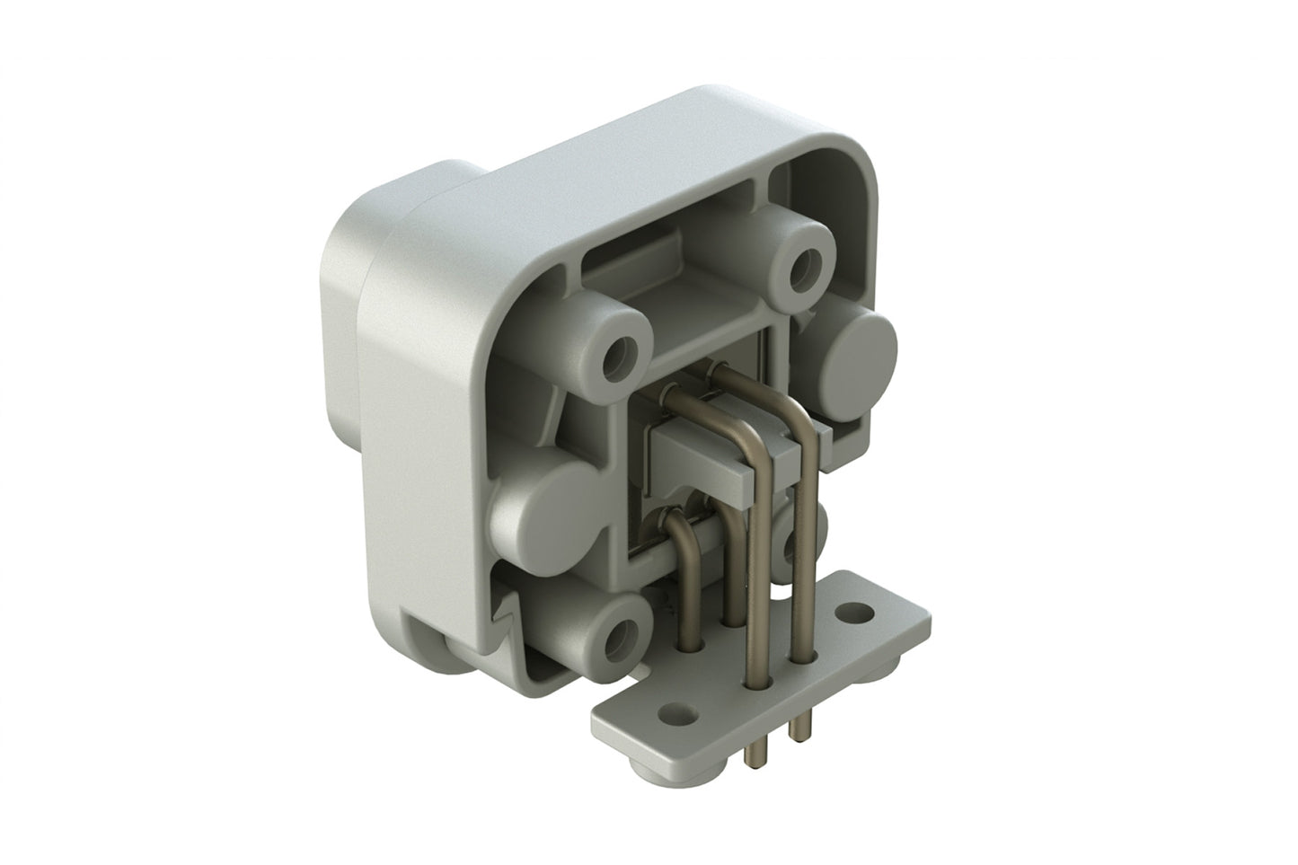 AT13-4P-BM04 4 Position Right Angle Flange Mount PCB Receptacle, Potted, Grey, Tin Plated Contacts Included