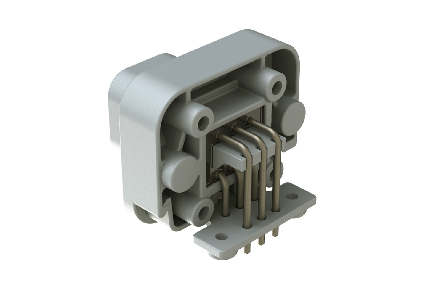 AT13-6P-BM04GRY 6 Position Right Angle Flange Mount PCB Receptacle, Potted, Grey, Tin Plated Contacts Included