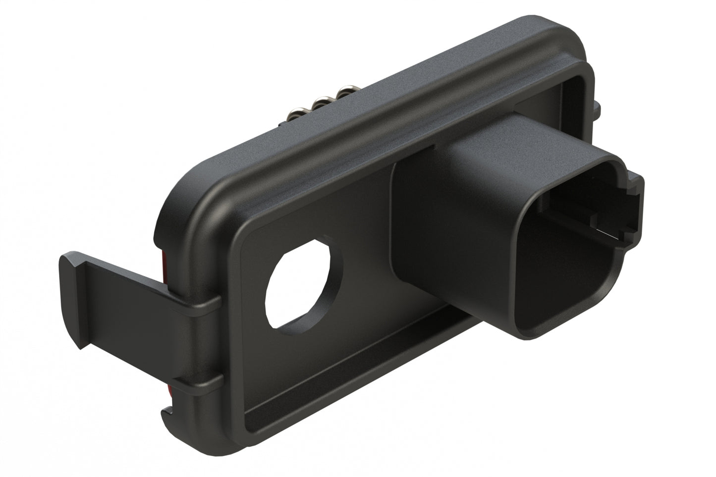 AT13-6P-SBH01-TNC01 6 Position PCB Receptacle Header, TNC Panel Mount, Right Angle, Size 16 Pin Contacts,, Gold/Tin Plating, Black.  Use with Armor IPX™ Small Enclosures, AT Connectors