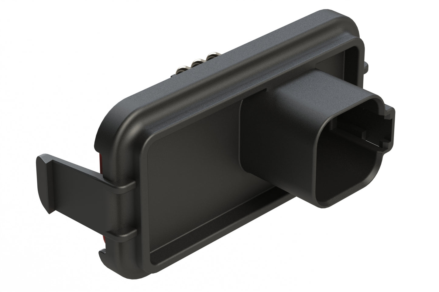 AT13-6P-SBH01 6 Position PCB Receptacle Header without cutout, Flange Mount, Right Angle, Size 16 Pin Contacts,, Gold/Tin Plating, Black.  Use with Armor IPX™ Small Enclosures, AT Connectors