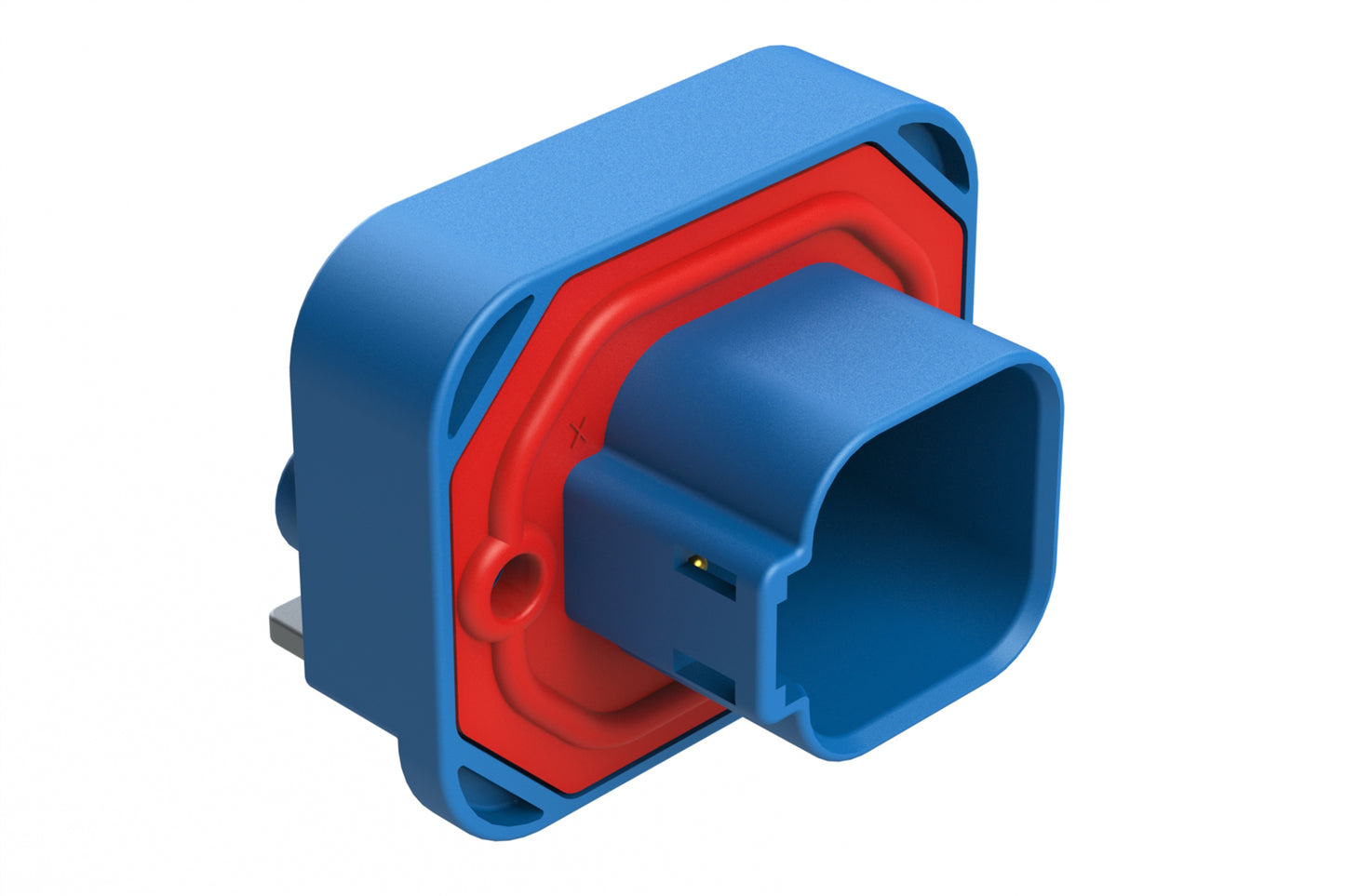 AT13-6P2-BM02BLU 6 Position Right Angle Flange Mount PCB Receptacle, Potted, Blue, Gold Plated Contacts Included