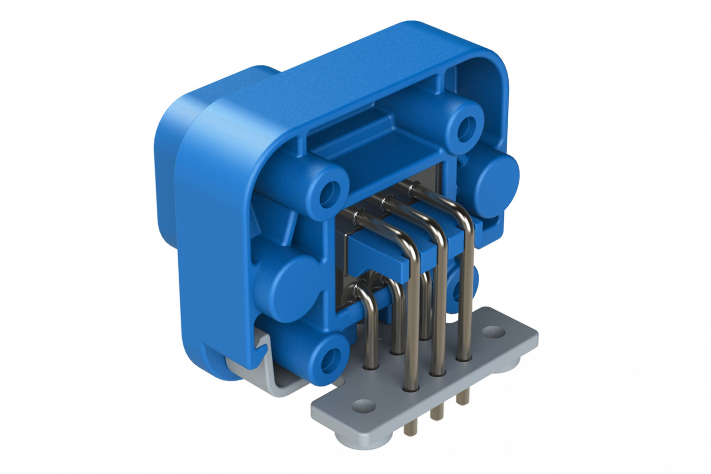 AT13-6P2-BM04BLU 6 Position Right Angle Flange Mount PCB Receptacle, Potted, Blue, Tin Plated Contacts Included