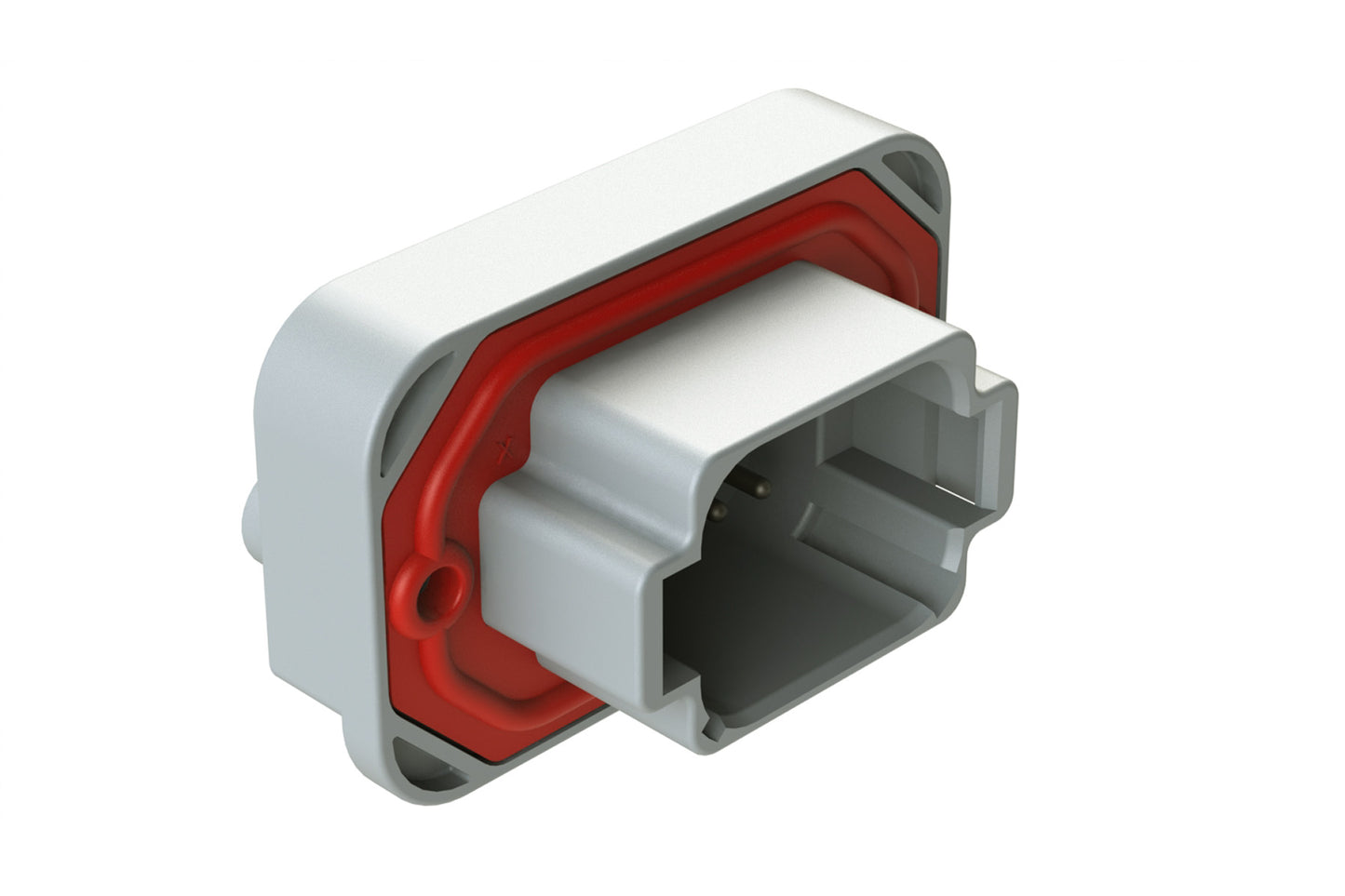 AT15-08PA-BM04 8 Position Flange Mount PCB Receptacle, Potted, Grey, Tin Plated Contacts Included. Keyed A
