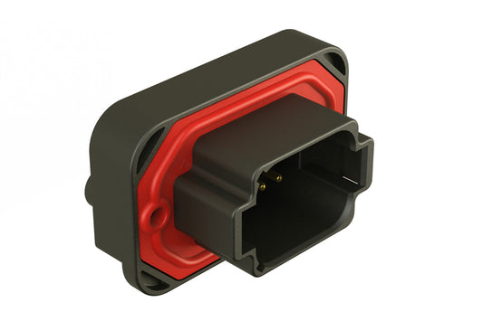 AT15-08PB-BM02 8 Position Flange Mount PCB Receptacle, Potted, Black, Gold Plated Contacts Included. Keyed B