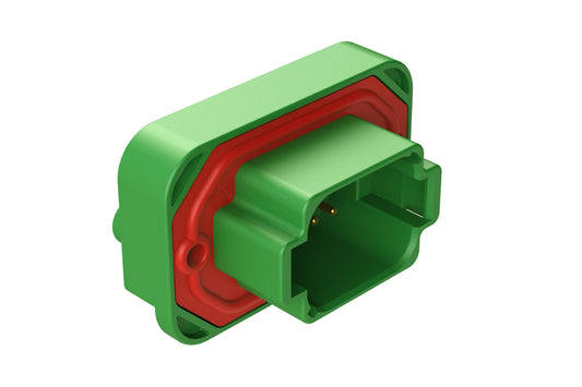 AT15-08PC-BM02 8 Position Flange Mount PCB Receptacle, Potted, Green, Gold Plated Contacts Included. Keyed C