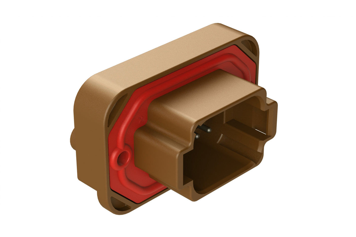 AT15-08PD-BM04 8 Position Flange Mount PCB Receptacle, Potted, Brown, Tin Plated Contacts Included. Keyed D
