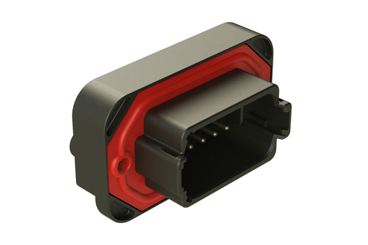 AT15-12PB-BM04 12 Position Flange Mount PCB Receptacle, Potted, Black, Tin Plated Contacts Included. Keyed B. DT15-12PB-B028