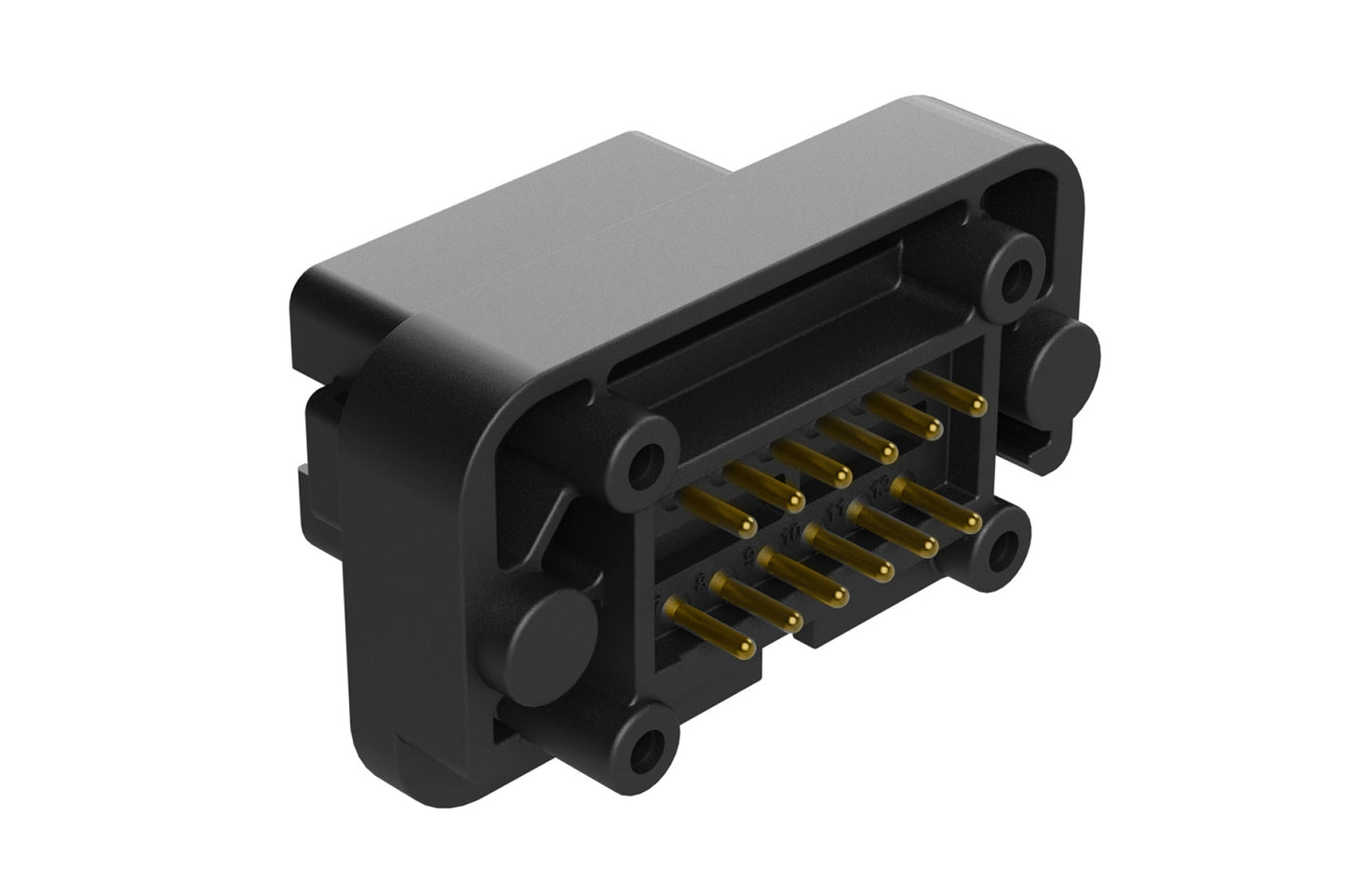 AT15-12PB-BM18 12 Position Flange Mount PCB Receptacle, Black, Gold Plated Contacts Included. Keyed B