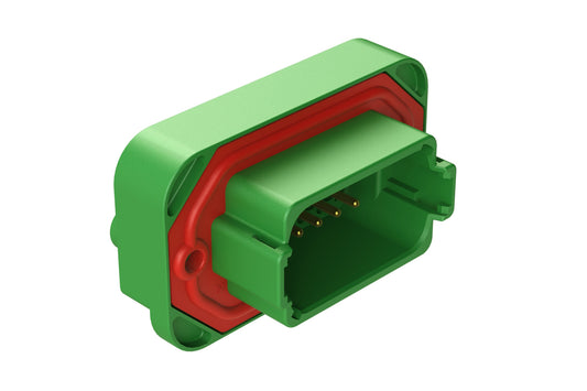 AT15-12PC-BM01 12 Position Flange Mount PCB Receptacle, Green, Gold Plated Contacts Included. Keyed C. DT15-12PC-G003