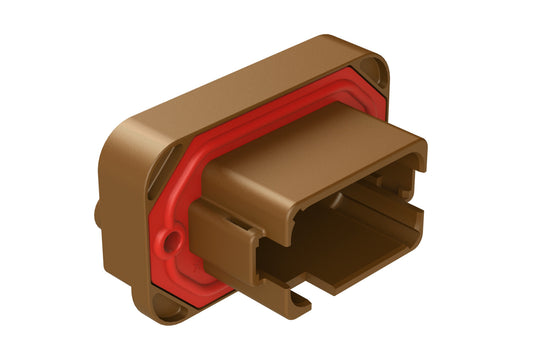 AT15-12PD-BM16 12 Position Flange Mount PCB Receptacle, Brown, Tin Plated Contacts Included. Keyed D. DT15-12PD-B016