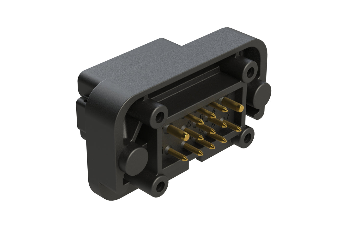 AT15-1612PB-BM01 13 Position PCB Receptacle with Flange, Gold Plated, Self-Threading, Gasket, Black
