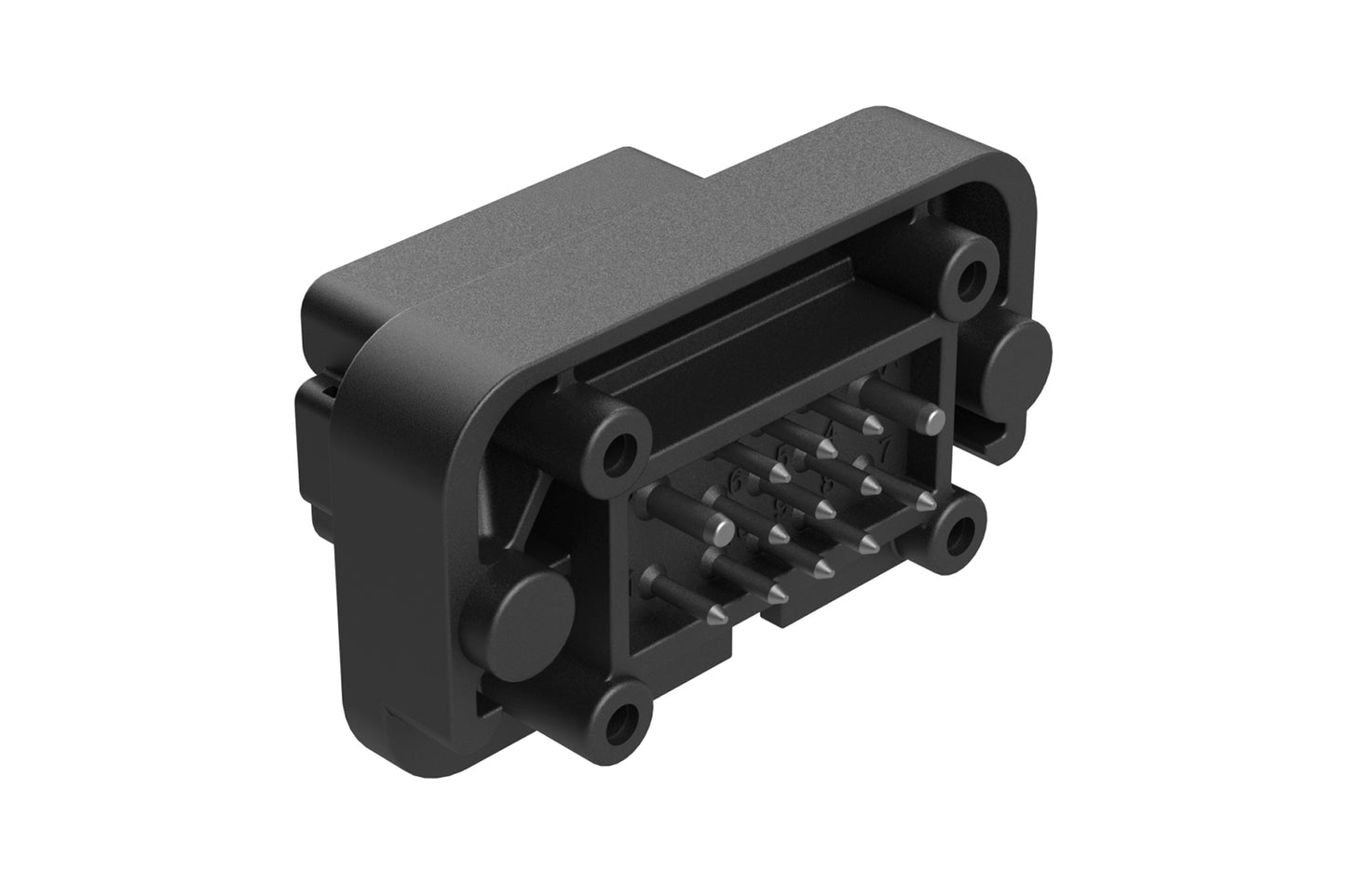 AT15-1612PB-BM03 13 Position PCB Receptacle with Flange, Tin Plated, Self-Threading, Gasket, Black