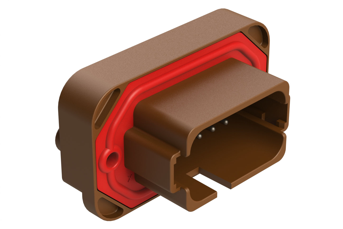 AT15-18PD-BM04BN 18 Position, Flange Mount PCB Receptacle, Tin Plated Contacts Included, Potted, Keyed D, Brown