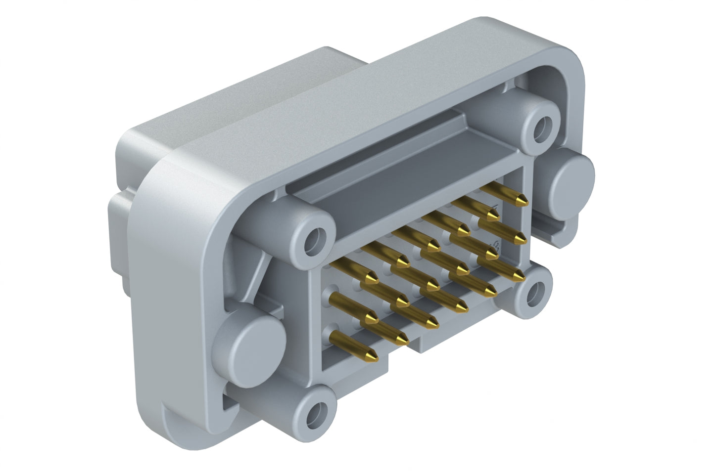 AT15-18PE-BM01GY 18 Position, Flange Mount PCB Receptacle, Gold Plated Contacts Included, Keyed E, Grey