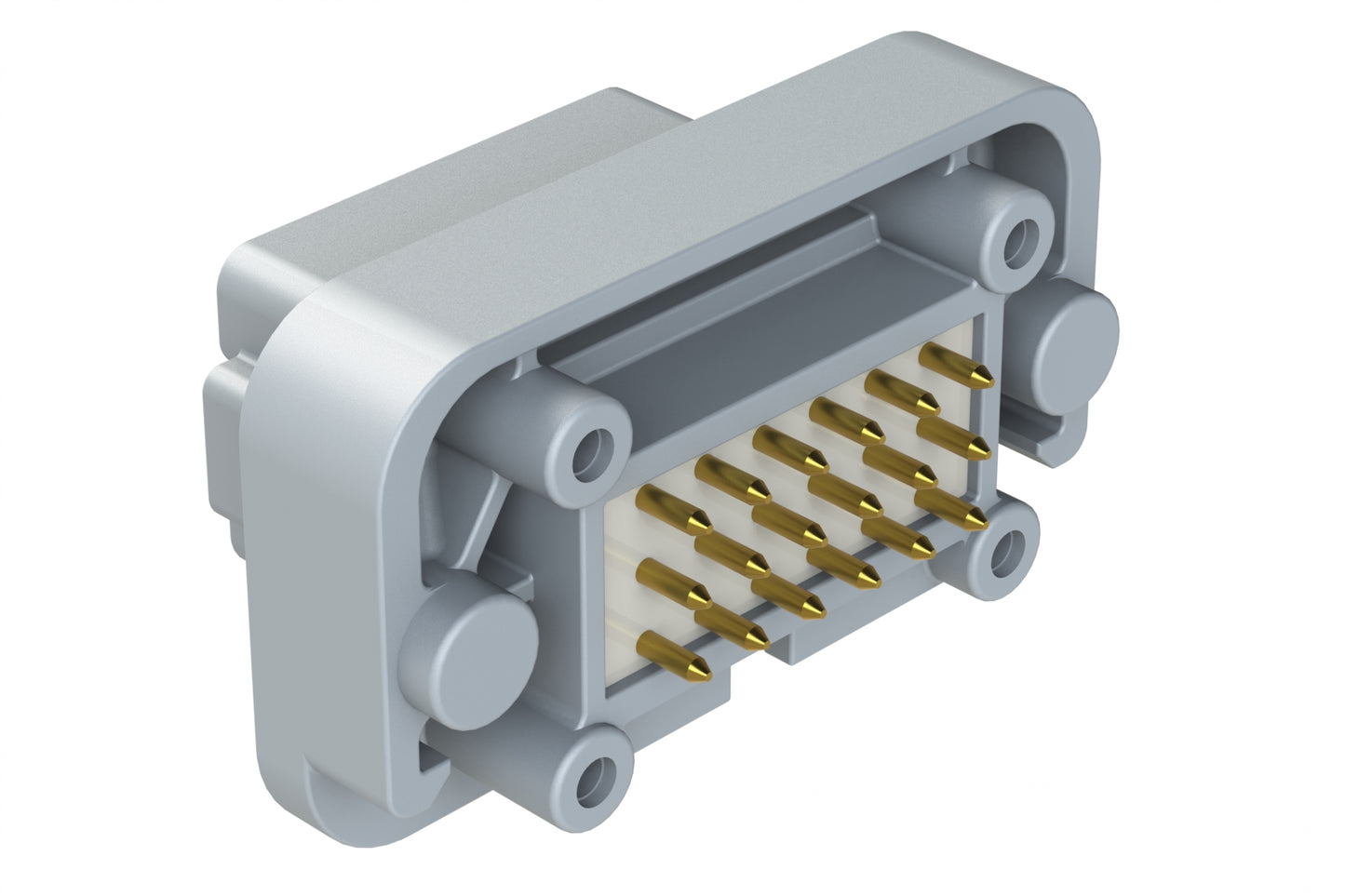 AT15-18PE-BM02GY 18 Position, Flange Mount PCB Receptacle, Gold Plated Contacts Included, Potted, Keyed E, Grey