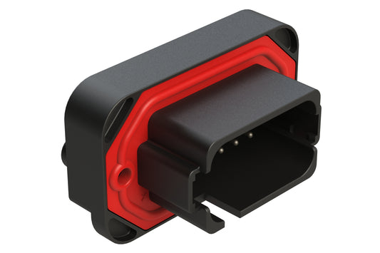 AT15-18PE-BM04BK 18 Position, Flange Mount PCB Receptacle, Tin Plated Contacts Included, Potted, Keyed E, Black
