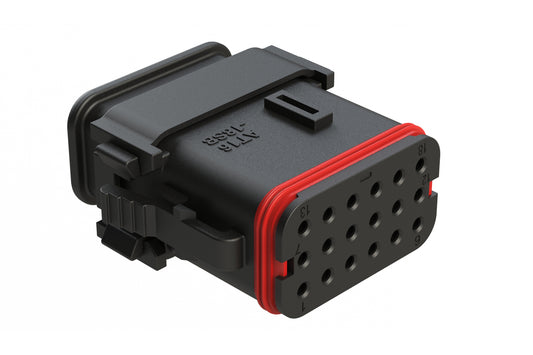 AT16-18SB-SR02 18 Position Plug with Strain Relief End Cap, Keyed B, Black