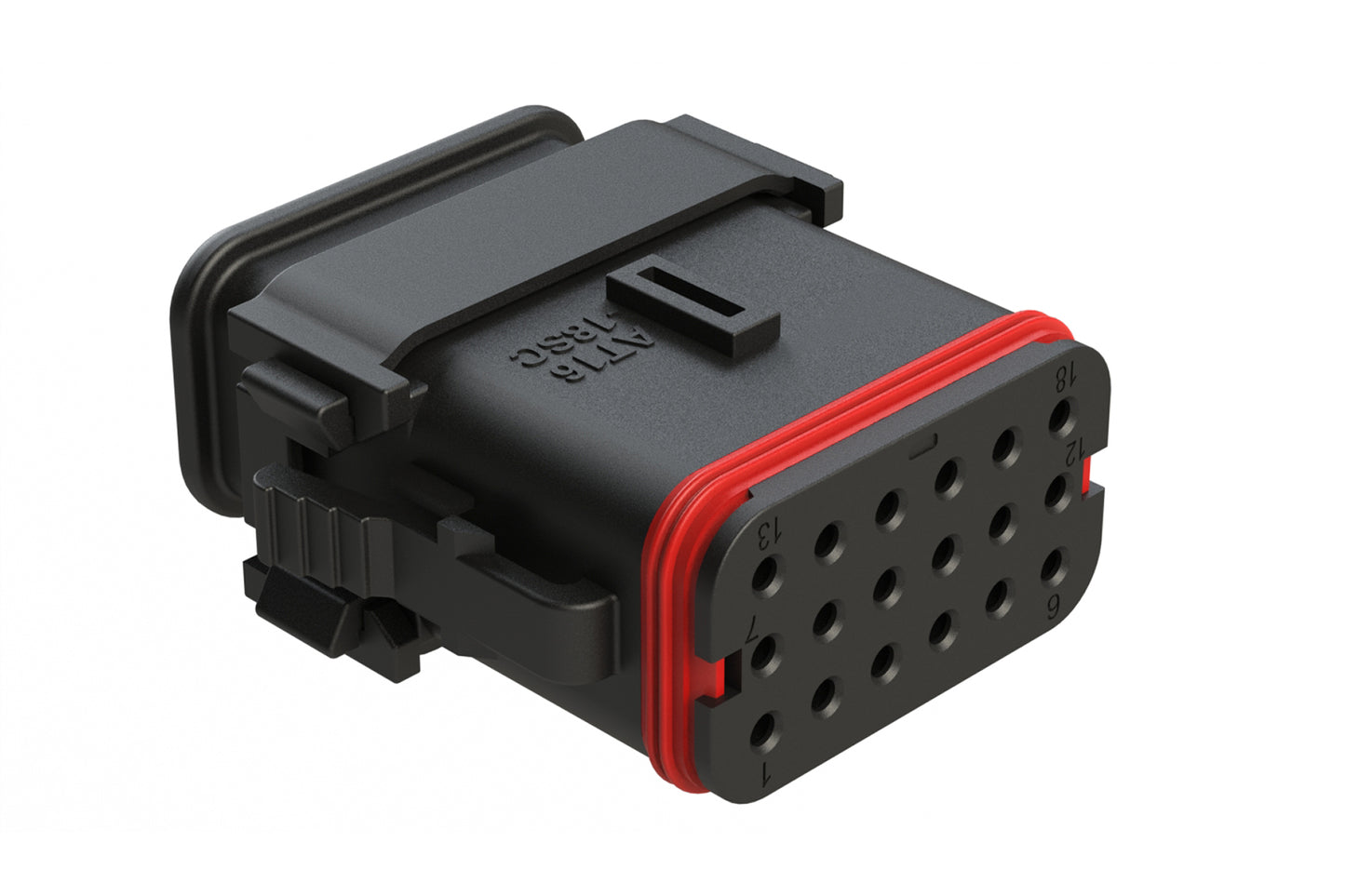 AT16-18SC-SR02 18 Position Plug with Strain Relief End Cap, Keyed C, Black