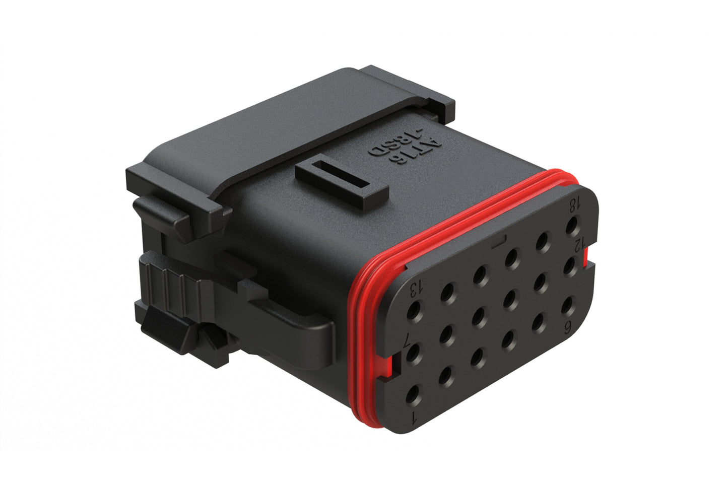 AT16-18SD-K004 18 Position Plug with End Cap, Keyed D, Black. DT16-18SD-K004