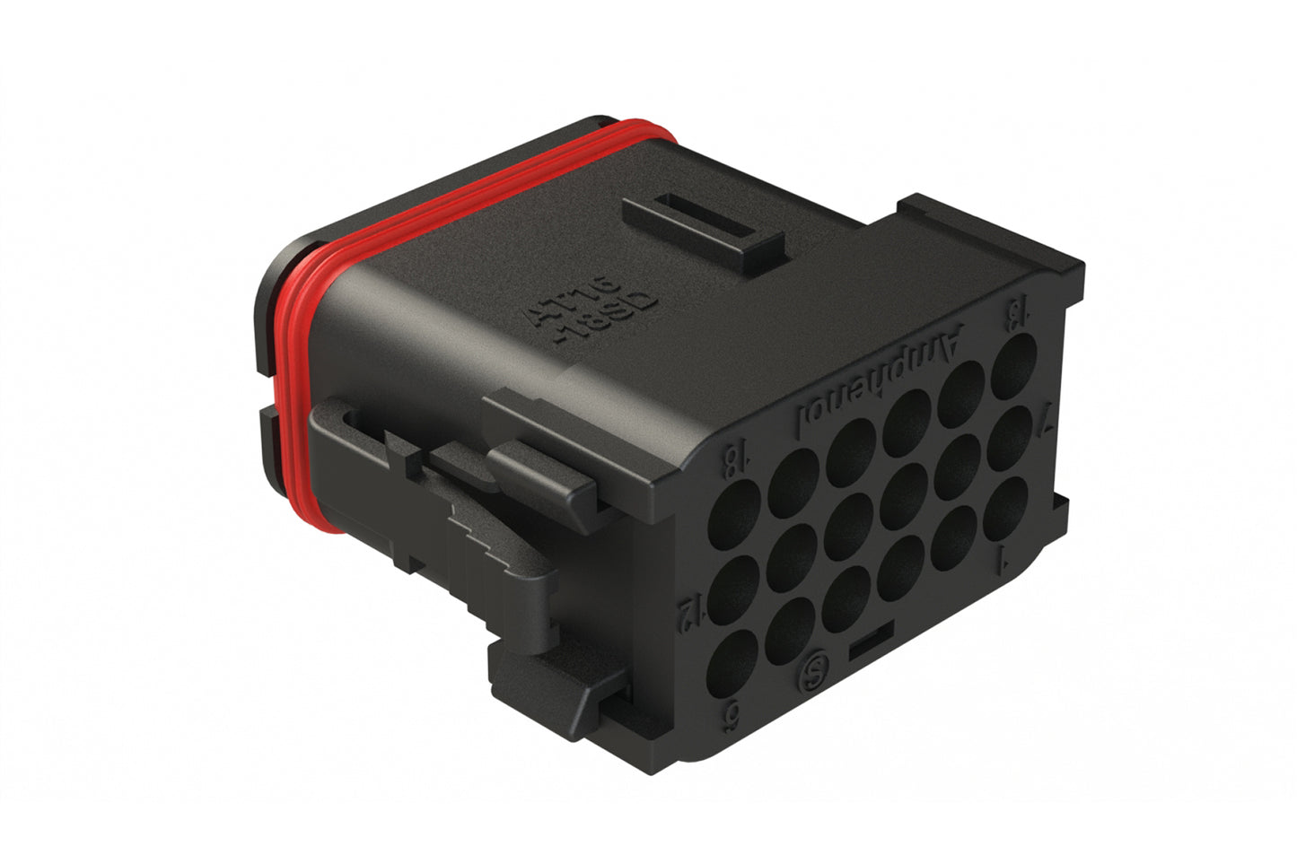 AT16-18SD-K005 18 Position Plug with End Cap, Keyed D, Black. DT16-18SD-K004