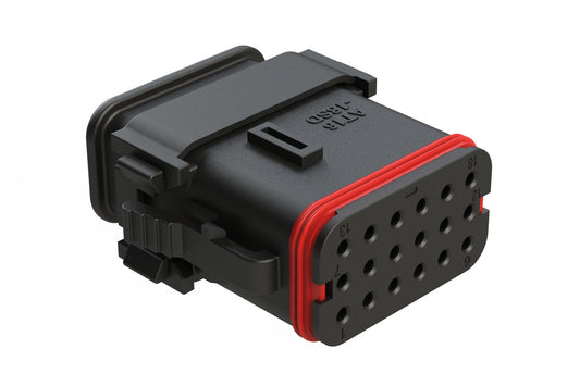 AT16-18SD-SR02 18 Position Plug with Strain Relief End Cap, Keyed D, Black