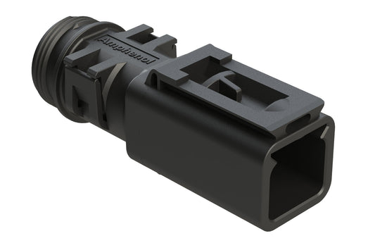 ATBS-257-0205 2 Position Backshell, fits AT04-2P* Receptacles, Internal Strain Relief, Enhanced Dovetail for Mounting Clips, Black. 1011-257-0205