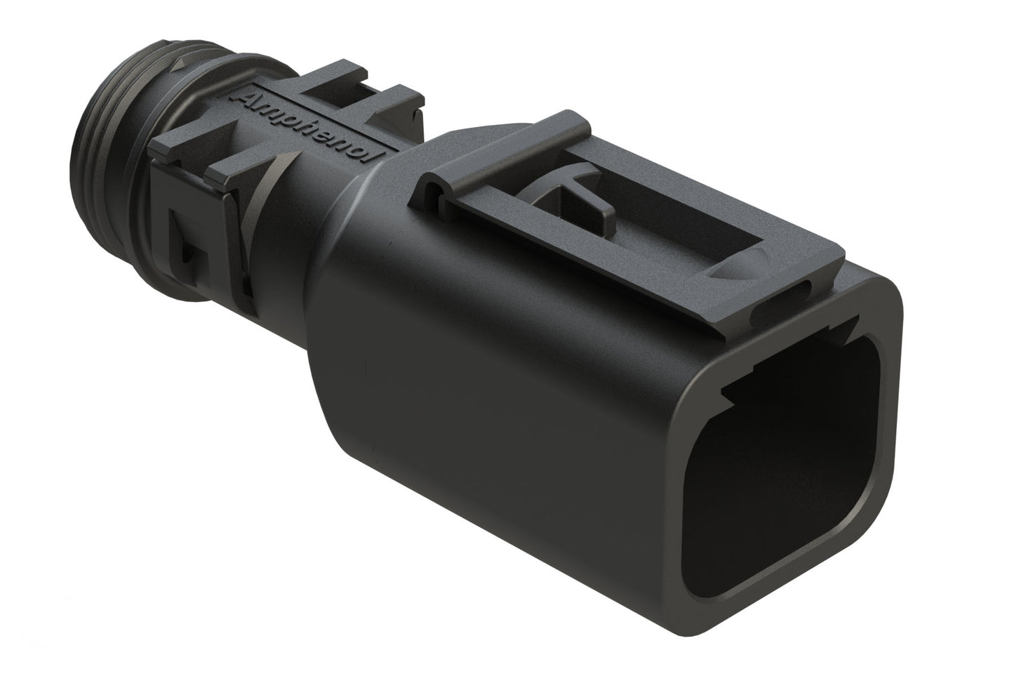 ATBS-265-0405 4 Position Backshell, fits AT04-4P* Receptacles, Internal Strain Relief, Enhanced Dovetail for Mounting Clips, Black. 1011-265-0405