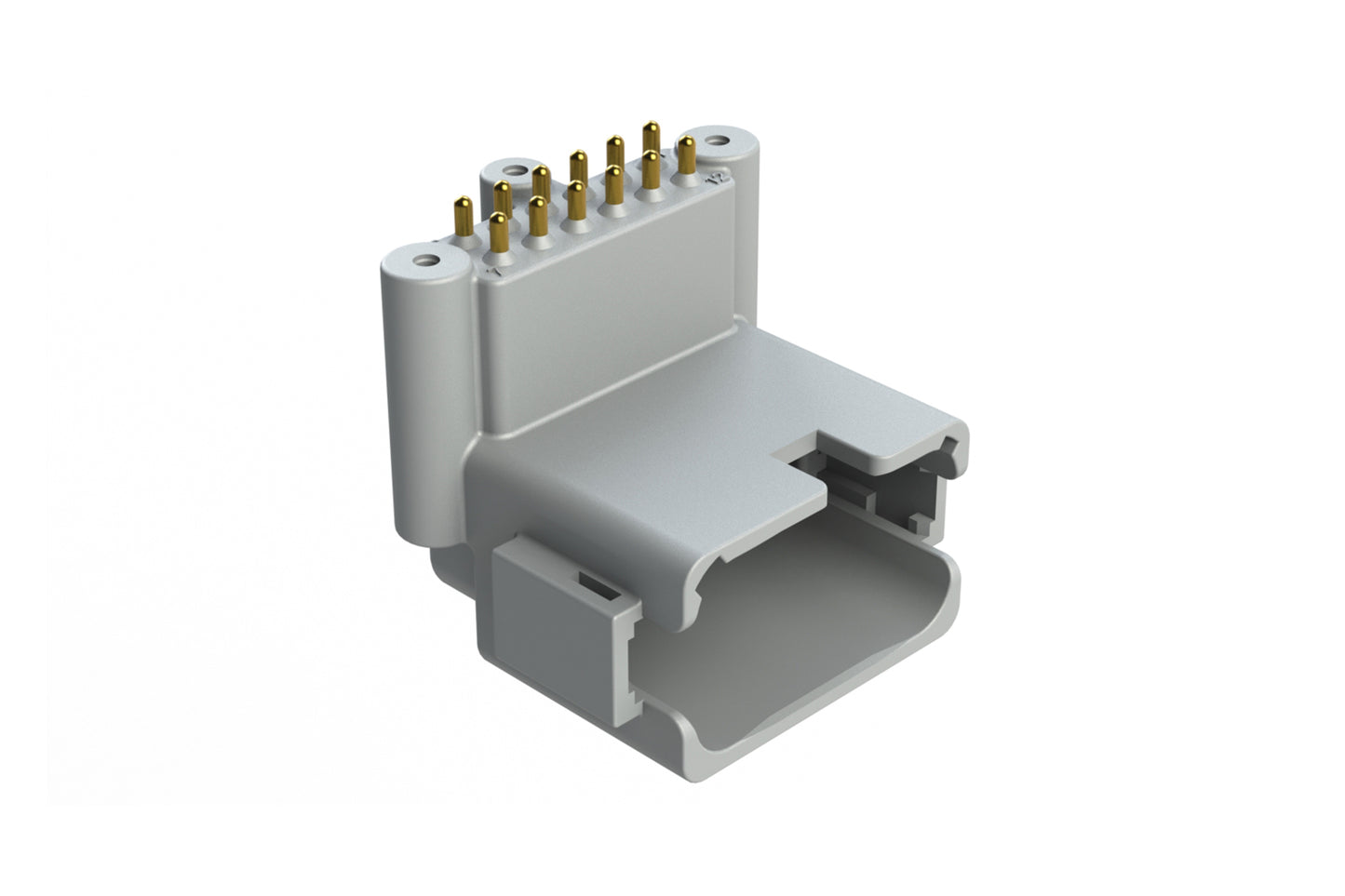 ATF13-12PA-BM31 Board Mount Header, Right Angle, AT, 12 Pin, A-key, 3X Self-Threading, Extended Height, Gold Plated Contacts