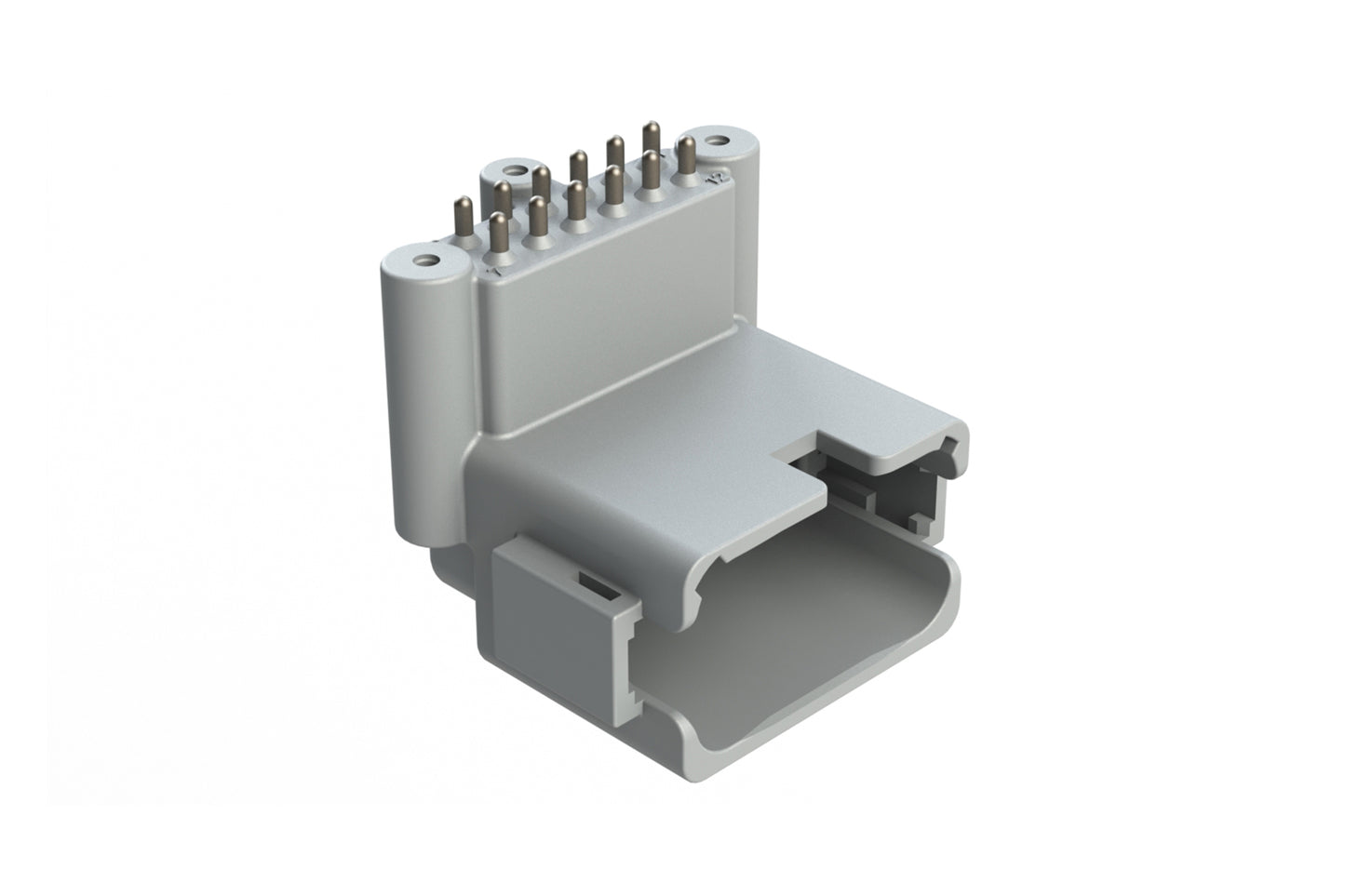 ATF13-12PA-BM33 Board Mount Header, Right Angle, AT, 12 Pin, A-key, 3X Self-Threading, Extended Height, Tin Plated Contacts
