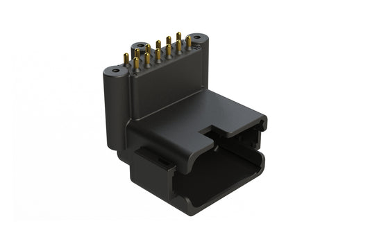 ATF13-12PB-BM31 Board Mount Header, Right Angle, AT, 12 Pin, B-key, 3X Self-Threading, Extended Height, Gold Plated Contacts