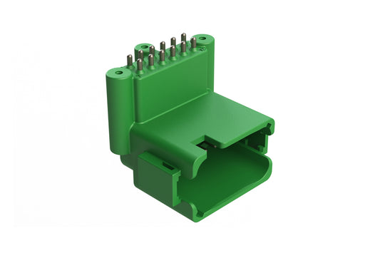 ATF13-12PC-BM33 Board Mount Header, Right Angle, AT, 12 Pin, C-key, 3X Self-Threading, Extended Height, Tin Plated Contacts
