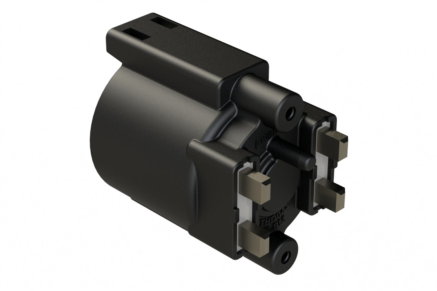 ATHD04-1-4P-BM12 Single Pole Receptacle, Pin, Size 4 Contact, Self-Threading, Gold Plated, Potting, Black