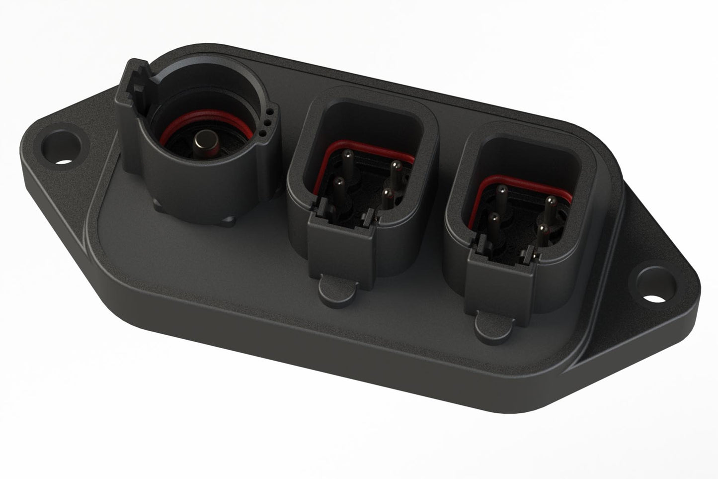 ATHD041-4PBM14-ATP06PBM14-X201 13 Position Power Splitter Control Module, 1 Pin x 1 and 6 Pin x 2 Device Layout, Nickel Contacts, 100A, Potted, Black