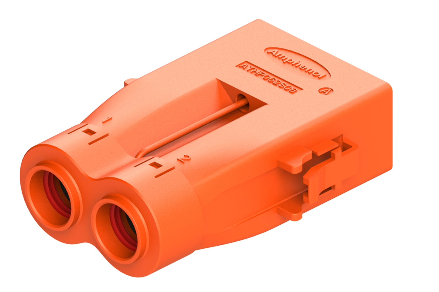 ATHP062S08EL16-50S1 2 position Plug with EMC Shielding, 8mm Power Contact, 180 A, 50mm² Power Cable, #16 Signal Contact, 15.5-16.5mm Cable OD Range. Contacts included