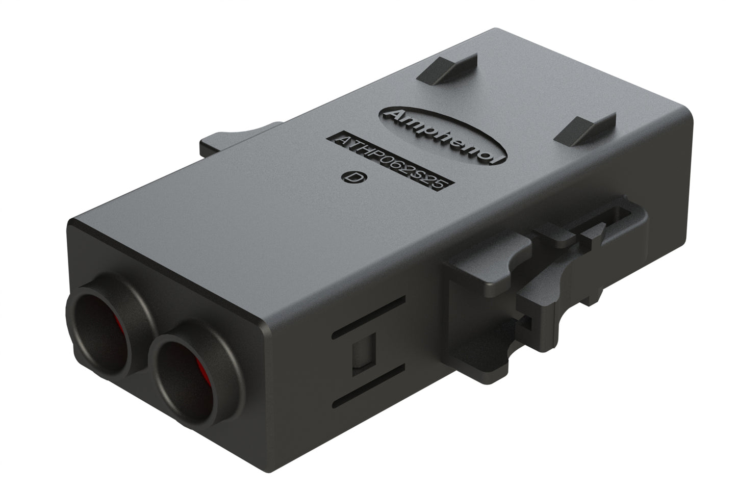 ATHP062S25ELD-S1-BLK 2 Position EMC Plug with High Voltage Interlock Loop, D Key, 6.5-7.5mm Cable Range, Black. Contacts ordered separately.
