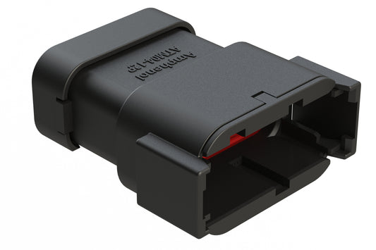 ATM04-12PB-SF1BK 12 Position Receptacle, Pin, Keyed B, Snap-Fit End Cap, Black. DTM04-12PB-E003