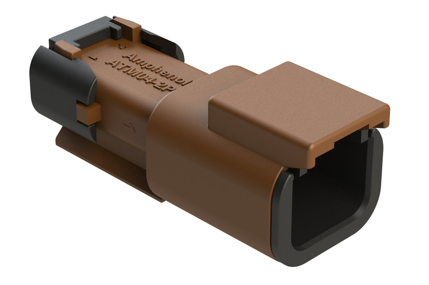 ATM04-2P-SF01BRN 2 Position Receptacle, Pin, Snap-Fit End Cap, Brown
