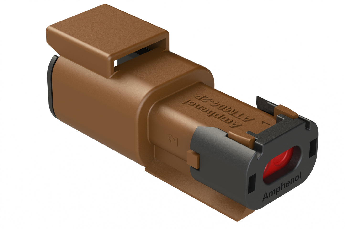 ATM04-2P-SF01BRN 2 Position Receptacle, Pin, Snap-Fit End Cap, Brown