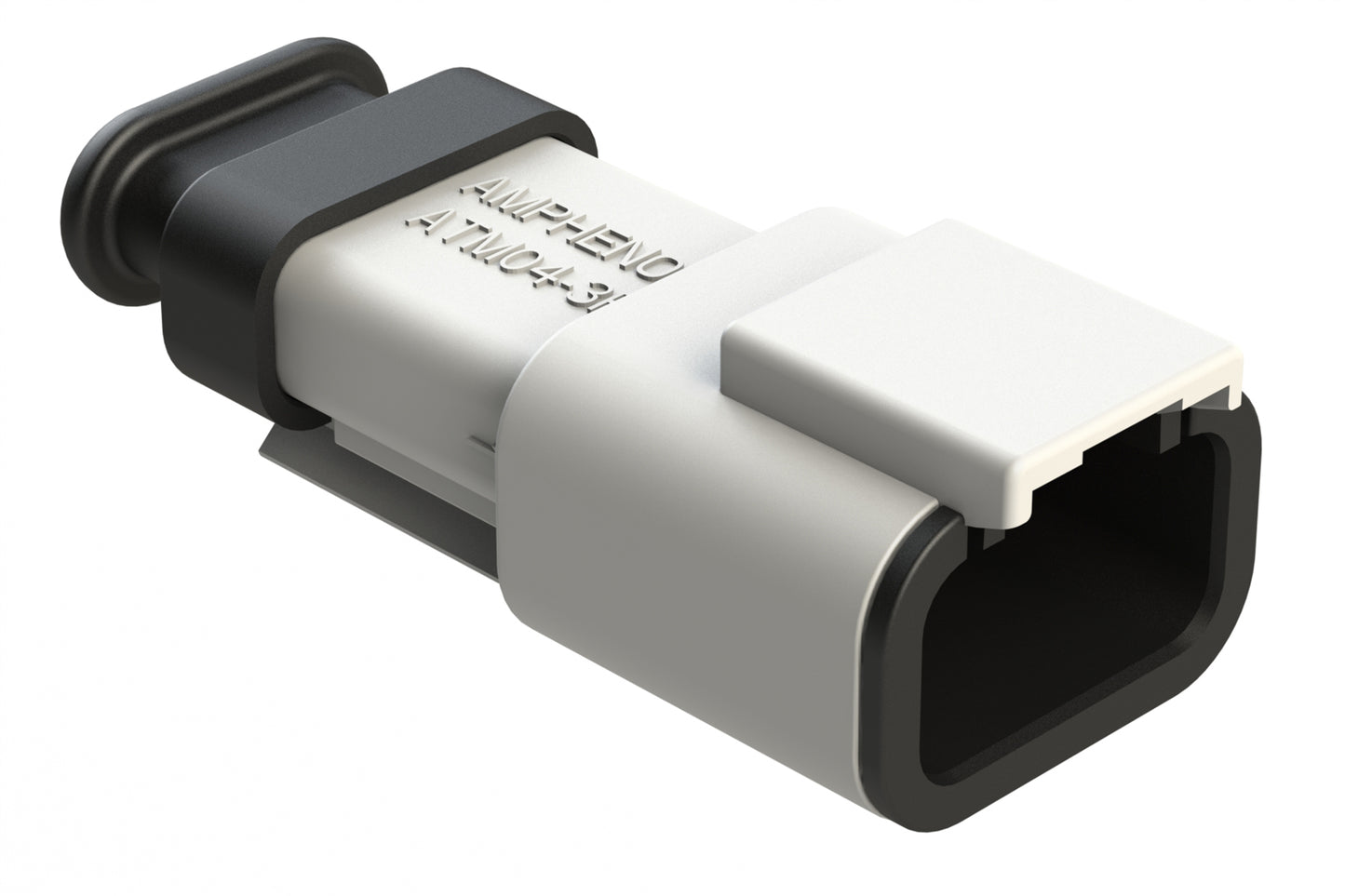 ATM04-3P-SR01WT 3 Position, Receptacle, Pin, Standard Diameter Rear Seal (Red), SR01 Strain Relief, White Body (Requires Wedgelock AWM-3P.)