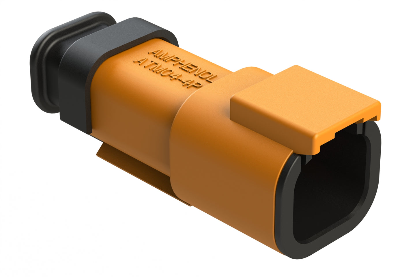 ATM04-4P-SR01OR 4 Position, Receptacle, Pin, Standard Diameter Rear Seal (Red), SR01 Strain Relief, Orange Body (Requires Wedgelock AWM-4P.)