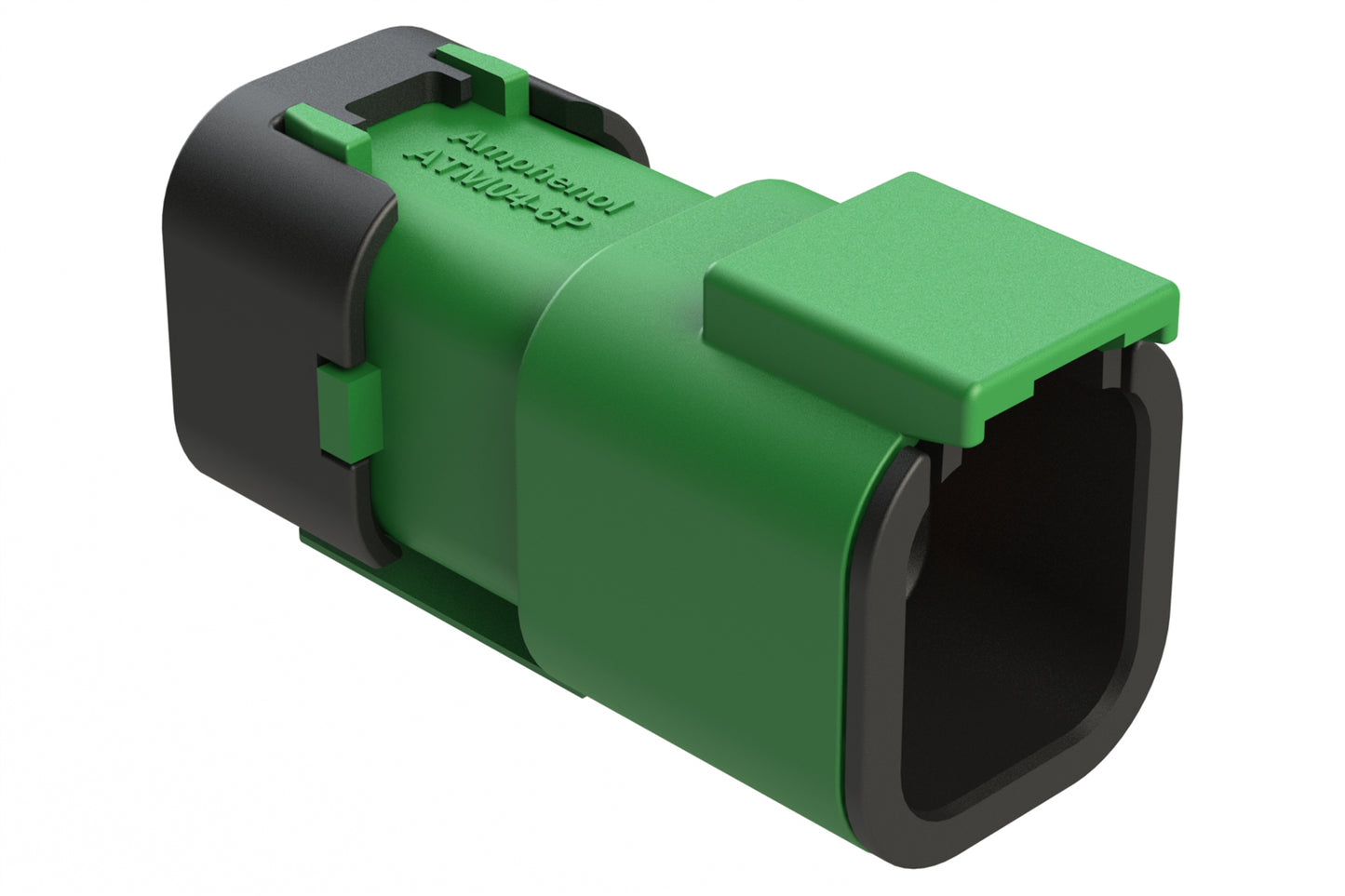 ATM04-6P-SF01GRN 4 Position Receptacle, Pin, Snap-Fit End Cap, Green
