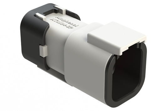 ATM04-6P-SF01WHT 4 Position Receptacle, Pin, Snap-Fit End Cap, White