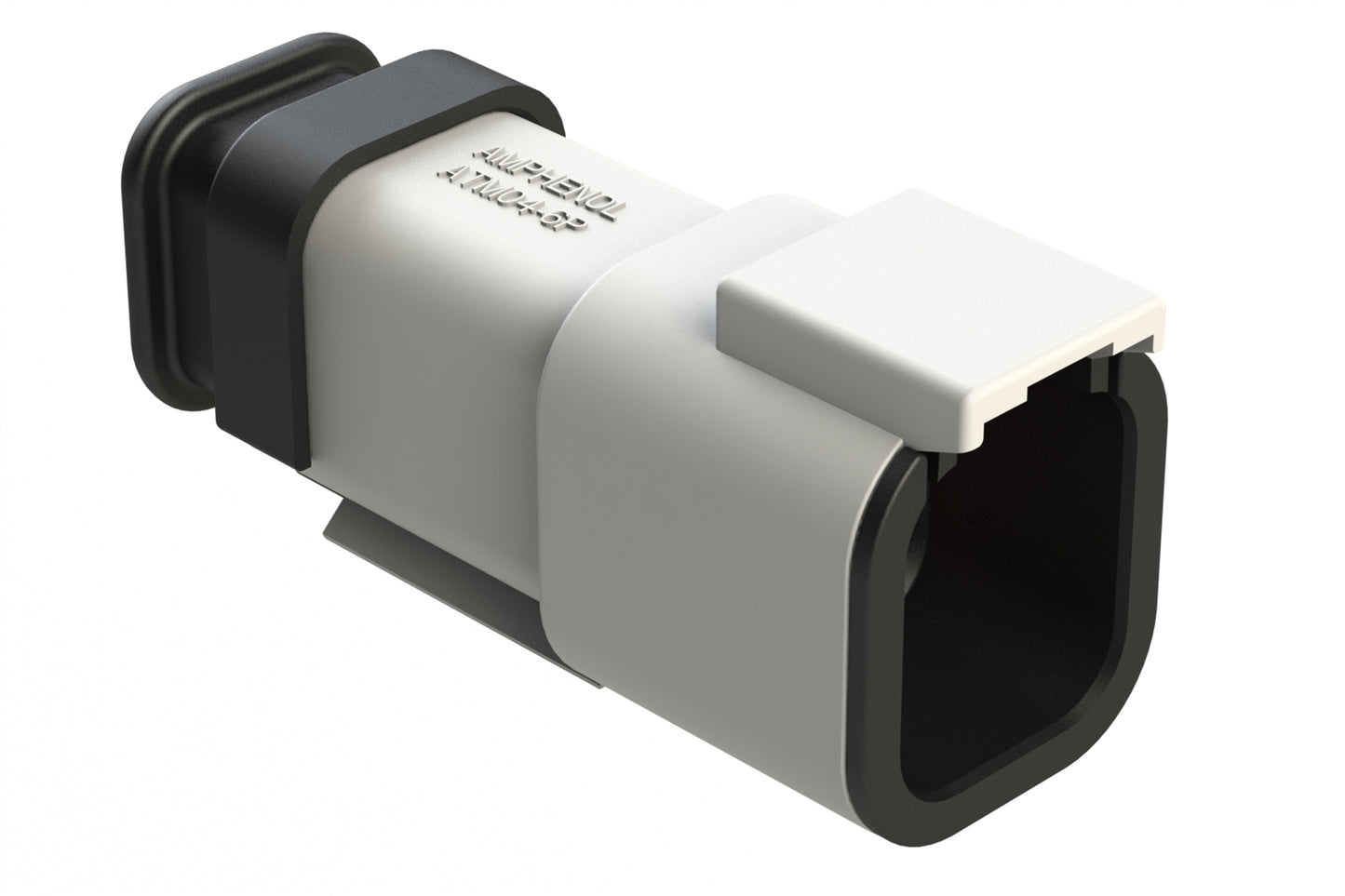 ATM04-6P-SR01WT 6 Position, Receptacle, Pin, Standard Diameter Rear Seal (Red), SR01 Strain Relief, White Body (Requires Wedgelock AWM-6P.)
