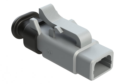 ATM06-2S-SR01GY 2 Position, Plug, Socket, Standard Diameter Rear Seal (Red), SR01 Strain Relief, Grey (Requires Wedgelock AWM-2S.). DTM06-2S-E007