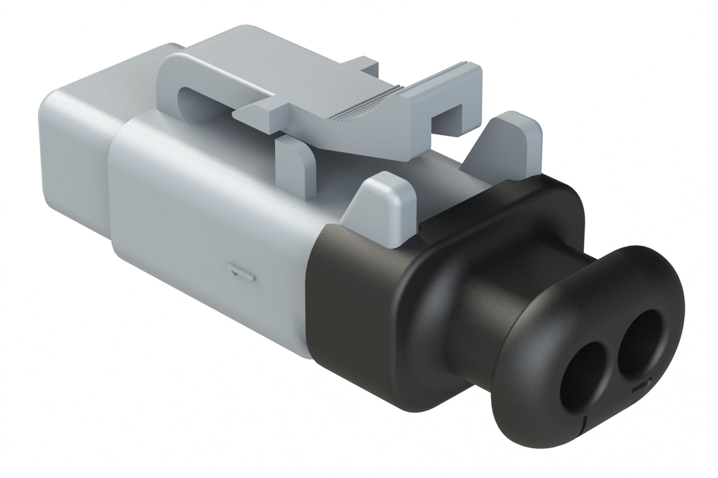 ATM06-2S-SR01GY 2 Position, Plug, Socket, Standard Diameter Rear Seal (Red), SR01 Strain Relief, Grey (Requires Wedgelock AWM-2S.). DTM06-2S-E007